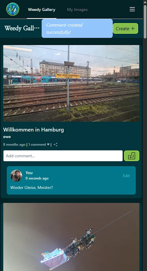 Screenshot: The same design on mobile